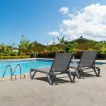 2 Adjustable Aluminum Outdoor Lounge Chairs with Wheels