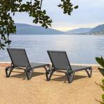 2 Adjustable Aluminum Outdoor Lounge Chairs with Wheels