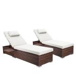 Outdoor Wicker Lounge Chairs Set with Adjustable Positions