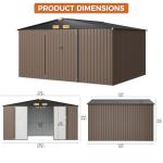 10x12FT Metal Garden Tool Shed with Ventilation