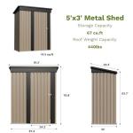 Patiowell 5x3 FT Outdoor Metal Storage Shed
