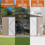 10x12FT Metal Garden Tool Shed with Ventilation