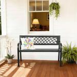 Black Iron Patio Bench with Mesh Design