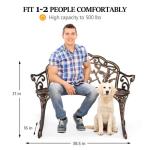 VINGLI 38.5" Antique Finish Outdoor Metal Rose Bench