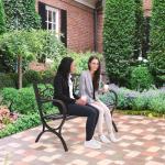 50-Inch Black Garden Bench with Floral Design