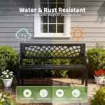 Black Iron Patio Bench with Mesh Design