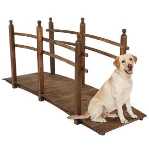 7.5 ft Wooden Garden Bridge with Safety Rails