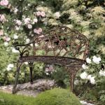 VINGLI 38.5" Antique Finish Outdoor Metal Rose Bench