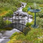 VINGLI 4FT Metal Garden Arch Bridge with Guardrails