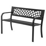 Black Iron Patio Bench with Mesh Design