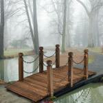 Wooden Garden Bridge with Chain Railings, 5 FT