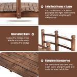 Giantex 5 FT Wooden Garden Bridge, Stained Wood Arc Footbridge with Railings, 400 lbs Capacity, Decorative Pond Bridge for Outdoor Garden Yard Backyard Creek Farm (Brown)
