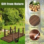 Wooden Garden Bridge with Chain Railings, 5 FT