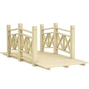 Outsunny 5 ft. Wooden Garden Bridge with Safety Rails, Backyard Bridge Footbridge for Ponds, Creeks, Streams, Nature Wood