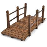 HAPPYGRILL 5FT Wooden Garden Bridge, Decorative Pond Landscaping Bridge with Classic Arc Footbridge & Double Safety Railings, Garden Bridges for Outdoors, Backyard, Garden Farm (Brown)