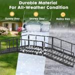 OLBRUS Metal Garden Bridge 8 FT with 4 Ground Stakes, 770 lbs Capacity Black Powder Coated Footbridge for Backyard, Lawn, Creek, Stream & Garden Decor