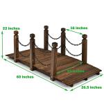 Wooden Garden Bridge with Chain Railings, 5 FT