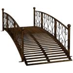 Outsunny 7' Metal Arch Garden Bridge with Safety Siderails, Decorative Arc Footbridge with Delicate Scrollwork S Motifs for Backyard Creek, Stream, Fish Pond, Bronze