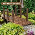 HAPPYGRILL 5FT Wooden Garden Bridge, Decorative Pond Landscaping Bridge with Classic Arc Footbridge & Double Safety Railings, Garden Bridges for Outdoors, Backyard, Garden Farm (Brown)