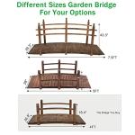 VINGLI 4 ft Garden Bridge, Arch Walkway Wooden Bridge with Safety Rails Carbonized Finished, Decorative Landscaping Footbridge for Koi Pond, Dry Creek Bed, Garden Pathway or Rustic Wedding Decor