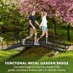 OLBRUS Metal Garden Bridge 8 FT with 4 Ground Stakes, 770 lbs Capacity Black Powder Coated Footbridge for Backyard, Lawn, Creek, Stream & Garden Decor