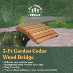 All Things Cedar Wooden Bridge, Outdoor Garden Walkway for Backyard Ponds, 3', Natural