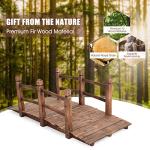 Giantex 5 FT Wooden Garden Bridge, Stained Wood Arc Footbridge with Railings, 400 lbs Capacity, Decorative Pond Bridge for Outdoor Garden Yard Backyard Creek Farm (Brown)