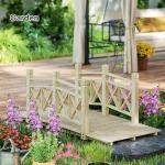 Outsunny 5 ft. Wooden Garden Bridge with Safety Rails, Backyard Bridge Footbridge for Ponds, Creeks, Streams, Nature Wood