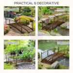 Outsunny 7' Metal Arch Garden Bridge with Safety Siderails, Decorative Arc Footbridge with Delicate Scrollwork S Motifs for Backyard Creek, Stream, Fish Pond, Bronze