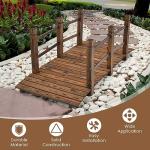 HAPPYGRILL 5FT Wooden Garden Bridge, Decorative Pond Landscaping Bridge with Classic Arc Footbridge & Double Safety Railings, Garden Bridges for Outdoors, Backyard, Garden Farm (Brown)