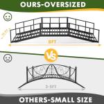 OLBRUS Metal Garden Bridge 8 FT with 4 Ground Stakes, 770 lbs Capacity Black Powder Coated Footbridge for Backyard, Lawn, Creek, Stream & Garden Decor