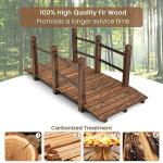 HAPPYGRILL 5FT Wooden Garden Bridge, Decorative Pond Landscaping Bridge with Classic Arc Footbridge & Double Safety Railings, Garden Bridges for Outdoors, Backyard, Garden Farm (Brown)
