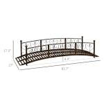 Outsunny 7' Metal Arch Garden Bridge with Safety Siderails, Decorative Arc Footbridge with Delicate Scrollwork S Motifs for Backyard Creek, Stream, Fish Pond, Bronze