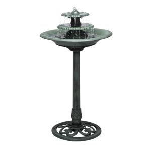 Alpine Corporation 35" Tall 3-Tier Outdoor Pedestal Water Fountain – Durable Resin Cascading Water Feature and Birdbath for Garden, Patio, Deck, and Backyard, Green