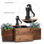 OIPRTGFJ Outdoor Water Fountain,Floor Wooden Rectangular Pump Old-Fashioned Fountain with Flower Box,Electric Decorative Hand Pump, Outdoor Water Feature for Garden Patio Backyard
