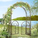 Montebello 7-Foot Black Metal Garden Arbor