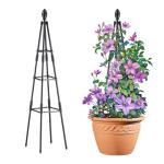 AlisisFores 4 Ft Tower Obelisk Trellis for Potted Climbing Plants, Garden Trellis Rustproof Plastic Coated Metal Plant Support for Vegetables, Vines and Rose Bushes