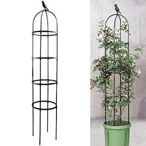 6ft Garden Obelisk Trellis for Climbing Plants-Rustproof Metal Pipe with Heavy Duty Plastic Coated, Garden Outdoor Indoor Potted Plant Support for Clematis Vine Jasmine Support （Black）