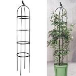 6ft Garden Obelisk Trellis for Climbing Plants-Rustproof Metal Pipe with Heavy Duty Plastic Coated, Garden Outdoor Indoor Potted Plant Support for Clematis Vine Jasmine Support （Black）