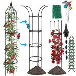 WellSign Garden Obelisk Trellis for Climbing Plants Outdoor, 6.6ft Tall Rustproof Coated Metal Plant Support with Garden Twist Tie for Tomato Cucumber Ivy Vines Rose Potted Plant Trellis 1 Pack
