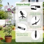 6ft Garden Obelisk Trellis for Climbing Plants-Rustproof Metal Pipe with Heavy Duty Plastic Coated, Garden Outdoor Indoor Potted Plant Support for Clematis Vine Jasmine Support （Black）