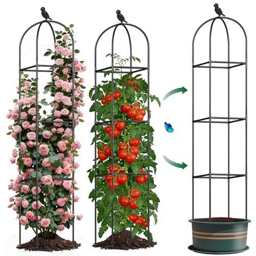 Square Tomato Cages for Garden, 6.2 FT Cucumber Trellis for Flowers