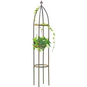 100% Metal Obelisk Garden Trellis 6.3 Feet Tall Sturdy Plant Support for Climbing Vines and Flowers Stands,1pc Upgrade (Bronze, Large)