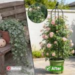 6ft Garden Obelisk Trellis for Climbing Plants-Rustproof Metal Pipe with Heavy Duty Plastic Coated, Garden Outdoor Indoor Potted Plant Support for Clematis Vine Jasmine Support （Black）