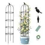 Obelisk Trellis for Garden Plants Climbing: 6ft Rustproof Metal Pipe with Plastic Coated - Potted Plant Climber Support for Outdoor Indoor Grape Vines Vegetable Fruits Flowers (1PC)