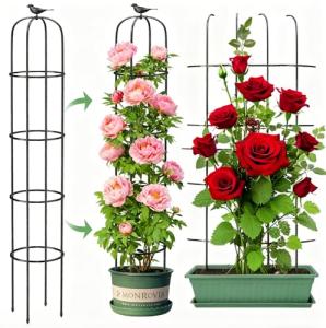6.2ft Garden Obelisk Trellis for Climbing Plants Rustproof Metal Pipe with Heavy Duty Plastic Coated Garden Outdoor Indoor Potted Plant Support for Clematis Vine Jasmine Support