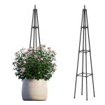 Hsundries 5.2FT Obelisk Trellis for Climbing Plants Outdoor, 16mm Rust-Proof Extra Thickened Plastic-Coated Metal Pipes, Indoor Climbing Support for Potted Plants, Vines, Flowers Stands,Black