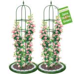 2 Pack Garden Obelisk Trellis for Climbing Plants, 71" Metal Rustproof Plant Support Rose Trellis, Tower Potted Cages for Flowers Fruits Vegetable Vines Indoor & Outdoor, Green(4 Tiers)