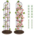 Garden Obelisk Trellis for Climbing Plants - 6.7FT Tall Weather-Resistant Rustproof Metal Plant Flower Support for Roses, Clematis, Tomatoes & Vines, Indoor/Outdoor Use, 11.8”D (2 Pack)