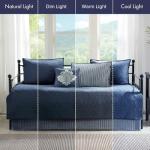 Madison Park Cotton Daybed Cover Set-Double Sided Quilting Classic Cottage Design All Season Bedding with Bedskirt, Matching Shams, Decorative Pillow, 39"x75", Quebec Navy 6 Piece